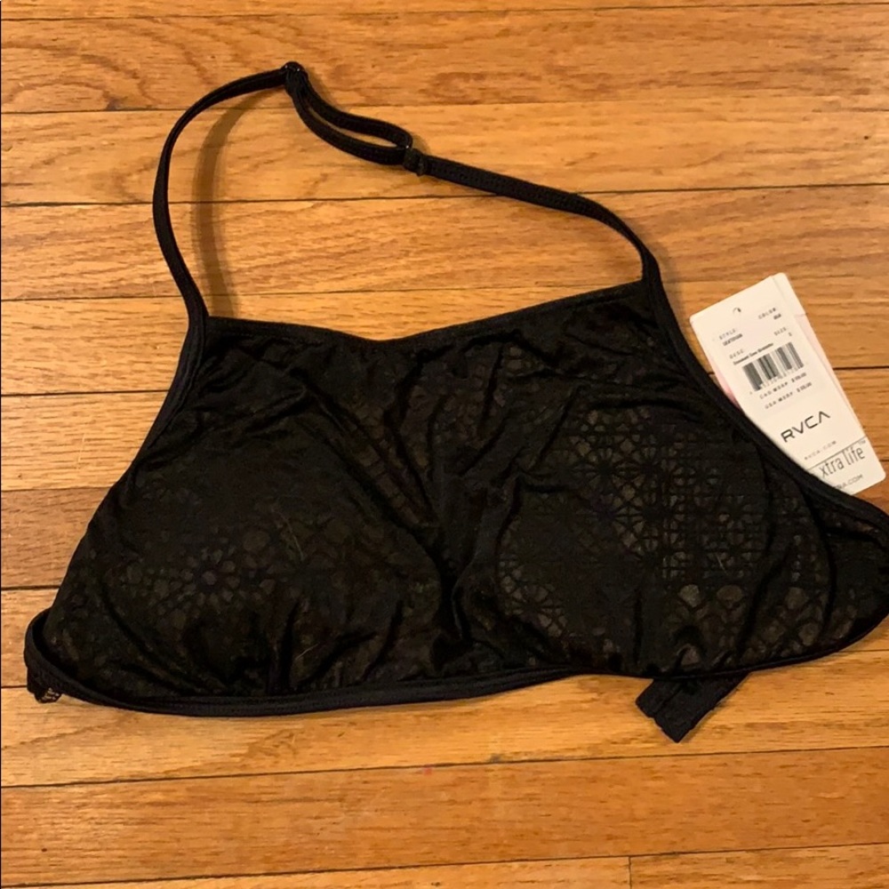 RVCA doomed geo halter swim top